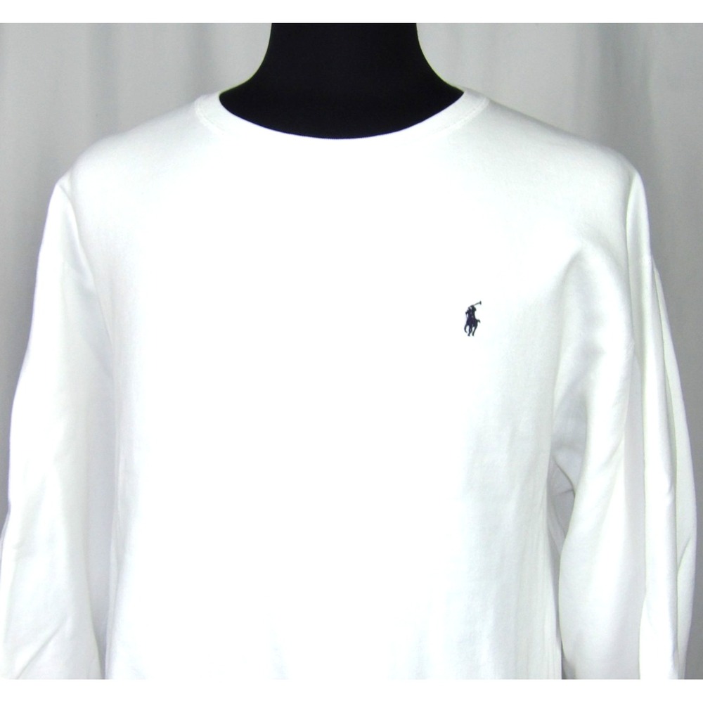 Polo Ralph Lauren Vintage White Lined Crew Neck Sweatshirt Men's Large